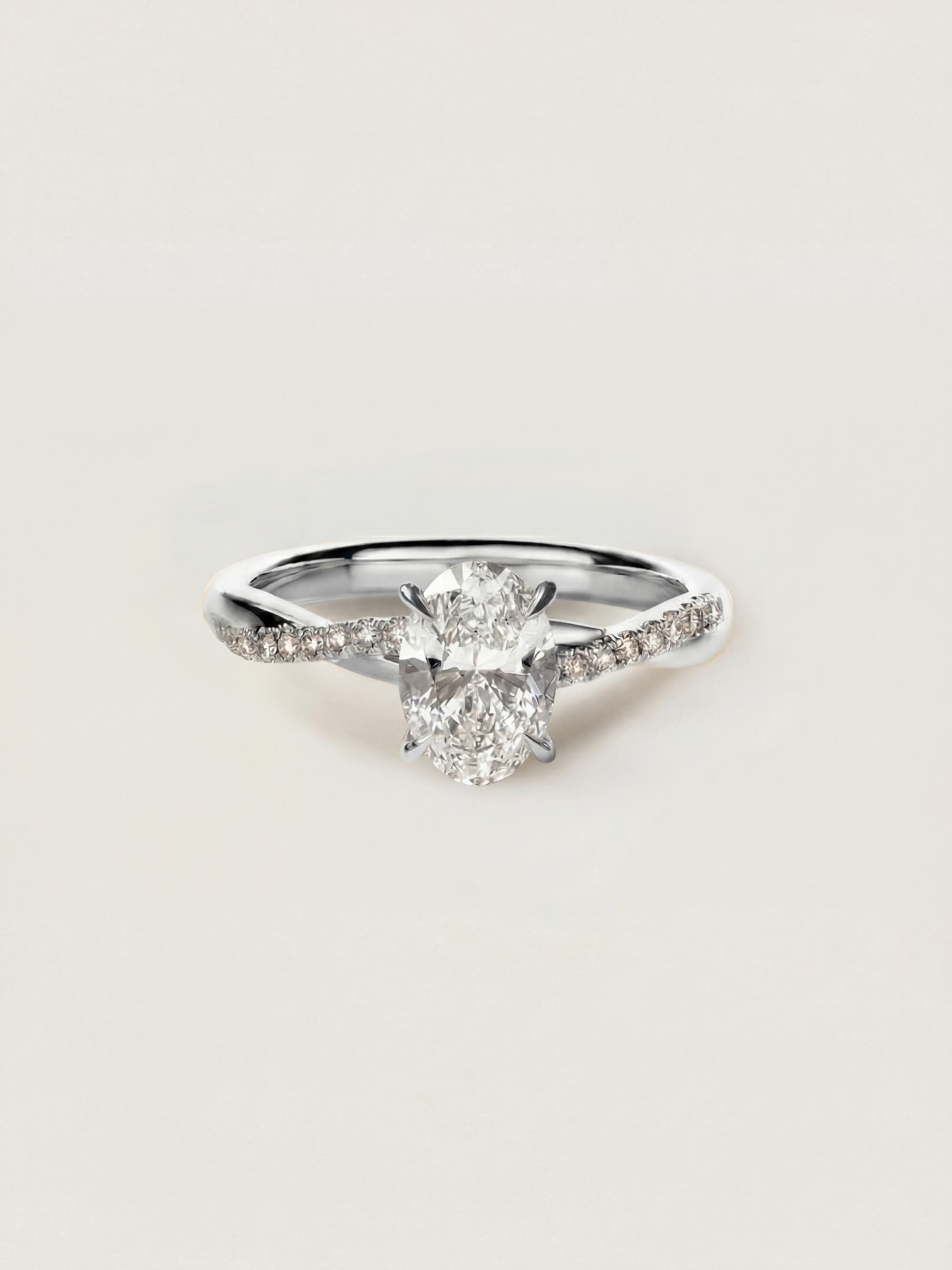 Infinity Oval Cut Ring in white gold