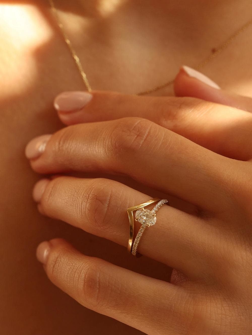 Pavé Oval Cut Ring on finger
