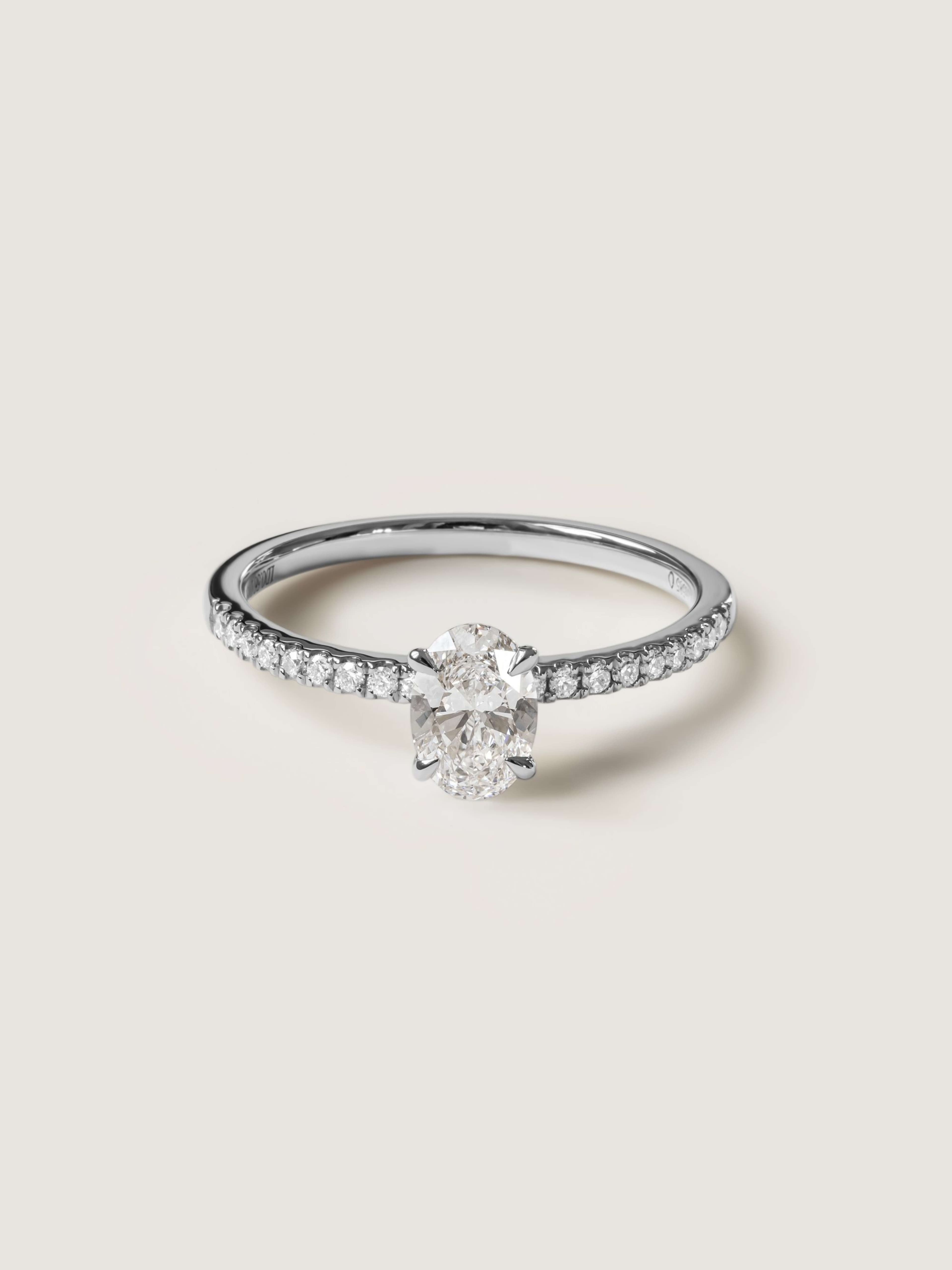 Pavé Oval Cut Ring in white gold