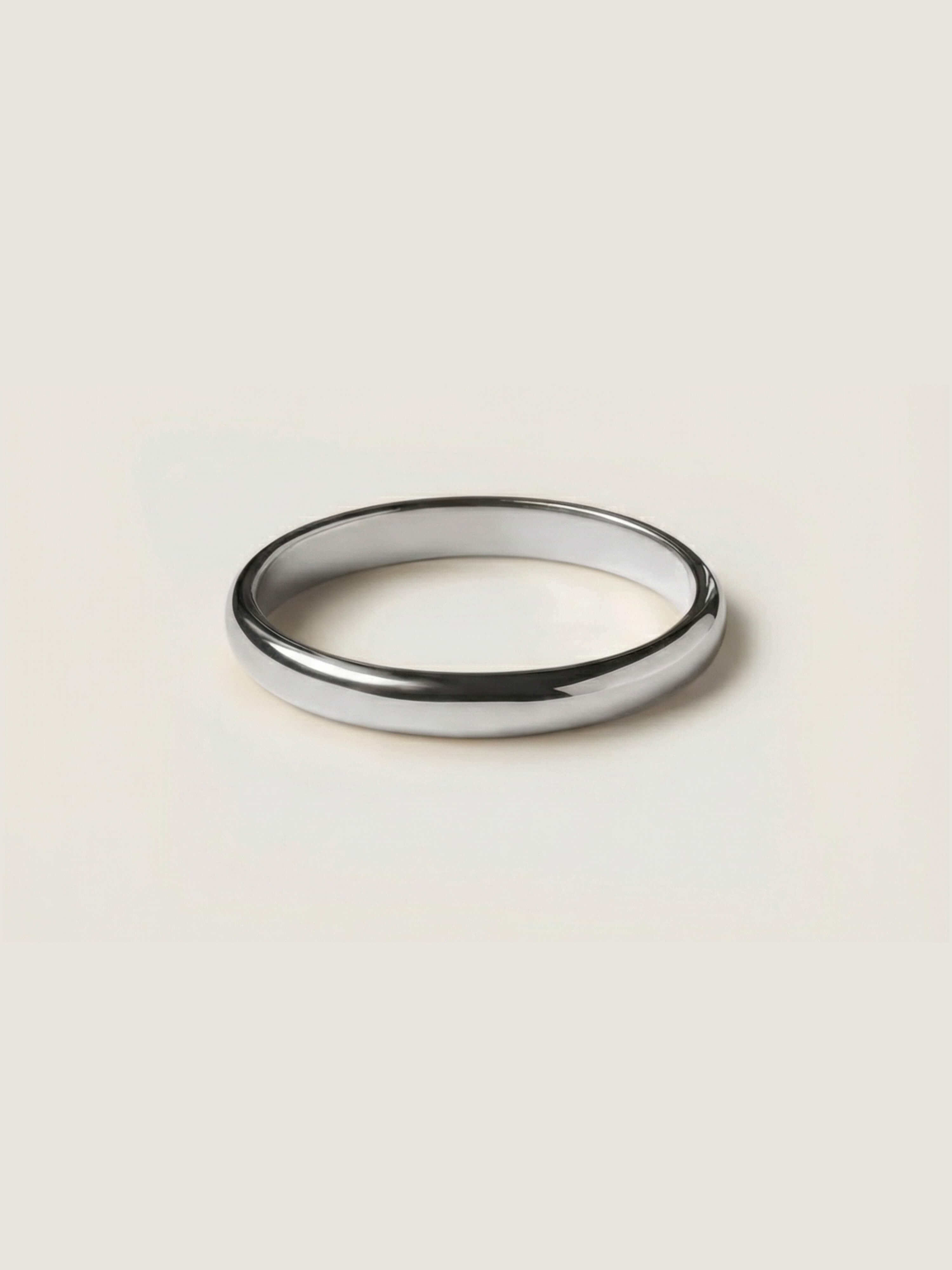 Classic 3 mm half-round men's wedding ring in white gold
