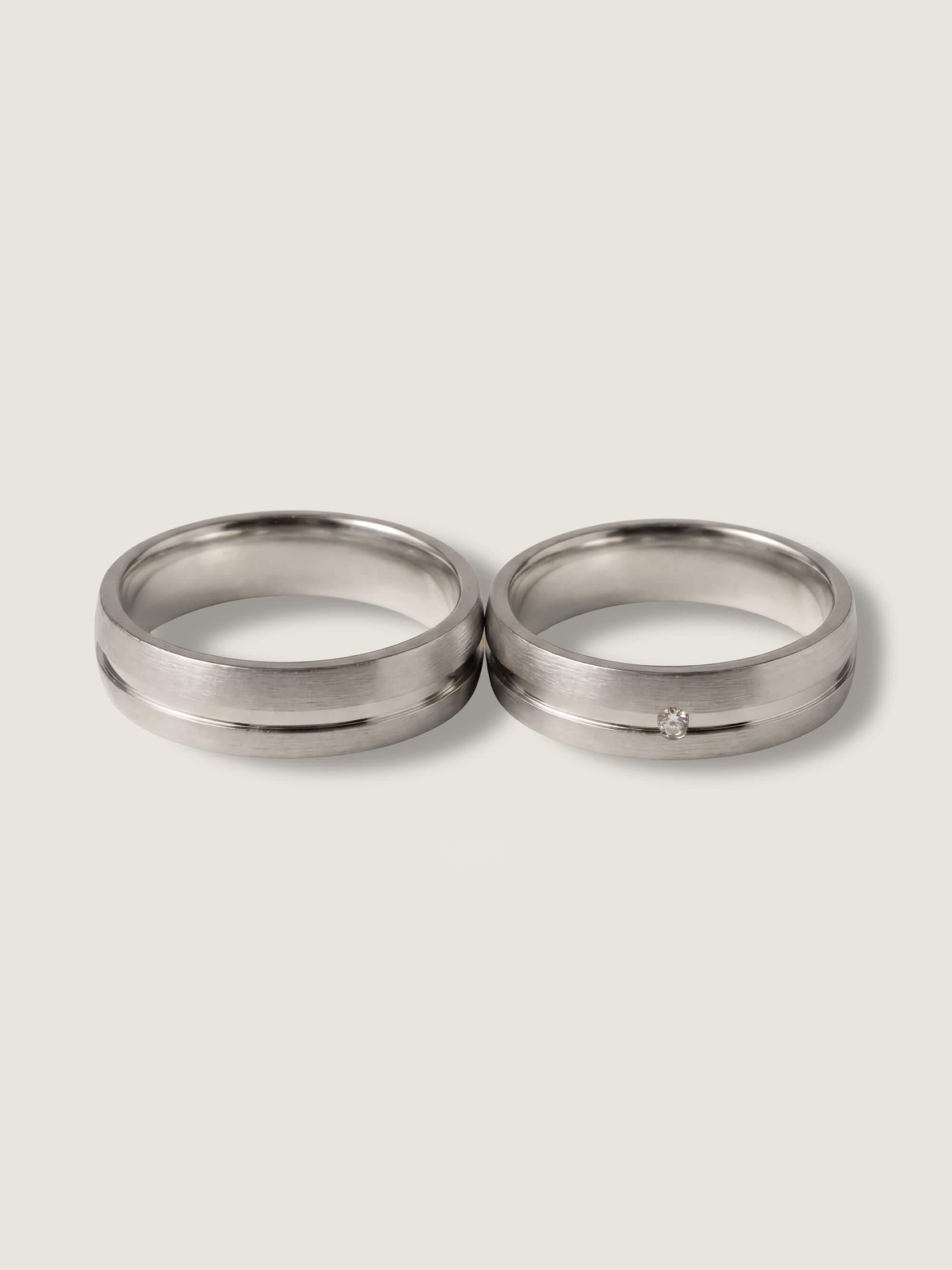 Horizon and Starlit Horizon duo wedding rings in white gold
